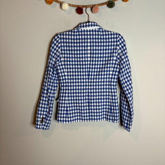 J. Crew blue and white gingham linen blend blazer jacket - Picture 5 of 5